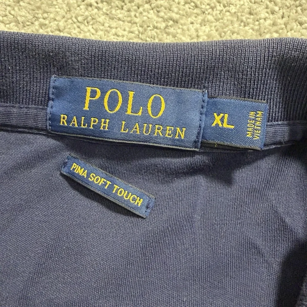 Polo Ralph Lauren Shirt Mens Sz XL‎ Navy Blue Pima Soft Touch Golf Flesh Pony